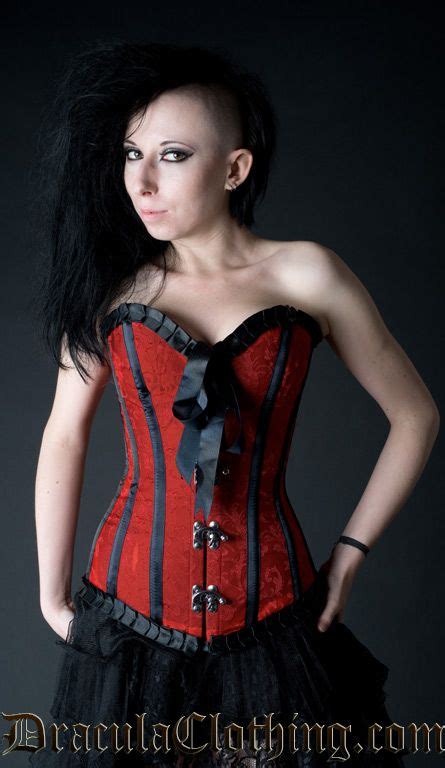 Red Brocade Romantic Clasp Overbust Steel Boned Corsets Fashion