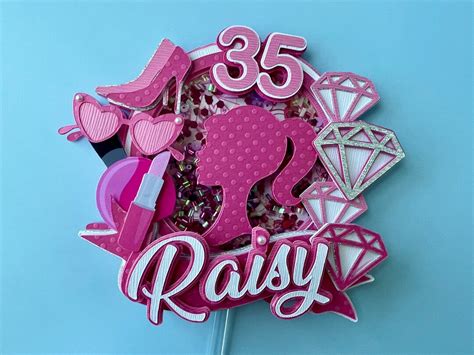 Barbie Inspired Cake Topper Shaker Etsy