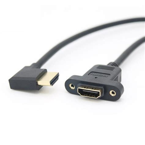 90 Degree Left And Right Angled Hd 19p 14 Male To Female Extension Cable With Screw Hole Can Lock