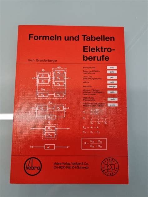 Formeln Und Tabellen F R Elektroberufe Brandenberger Hrch Acheter