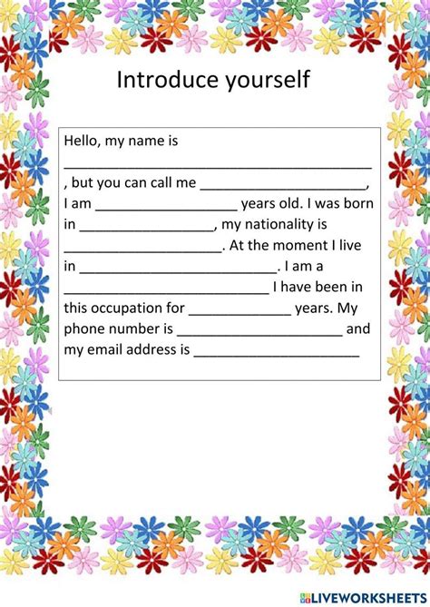 All About Me Printable Introducing Myself Worksheet For 41 Off