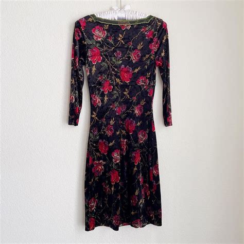 Vintage Betsey Johnson Velvet Floral Dress ♡ In Depop
