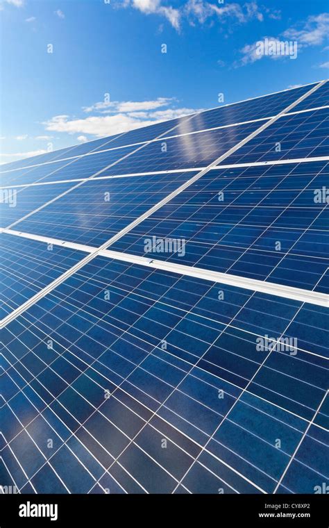 Solar Photovoltaics Panels Field For Renewable Energy Production With