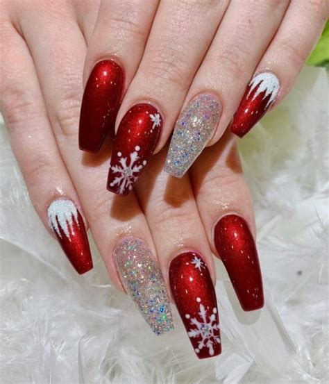 Pin Van Allyson B Op Acrylic Christmas Nail Idea Rode Acrylnagels