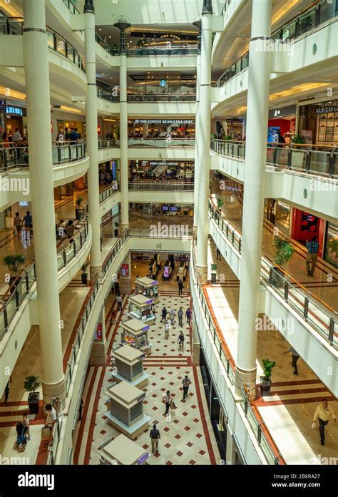 Cavernous Atrium In Multilevel Suria Klcc Shopping Mall At The Base Of