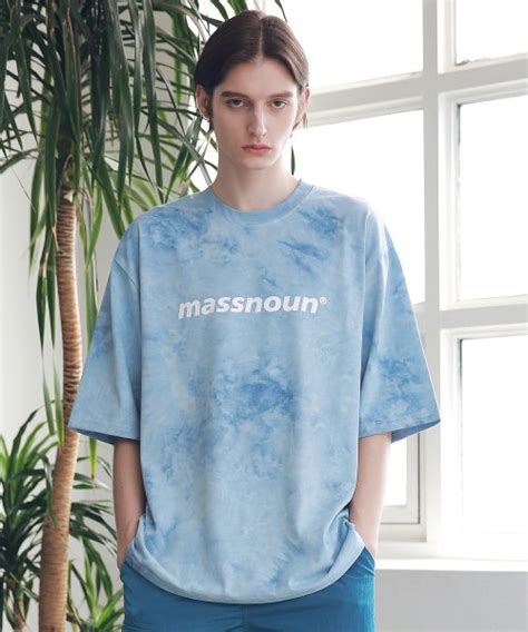 MUSINSA MASSNOUN SL Logo Tie Dye Oversized Short Sleeve Tee MSNTS009 BL