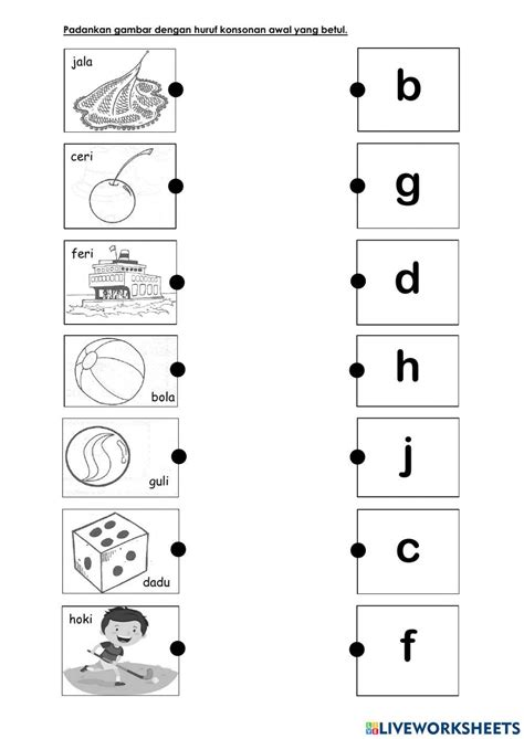 Latihan Mengecam Abjad Dan Isyarat Bagi Huruf Konsonan Online Exercise