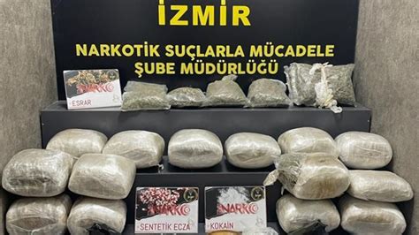 İzmir de uyuşturucu operasyonu 19 kilo esrar 503 gram kokain ele