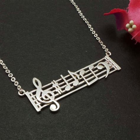 Sterling Silver Music Note Necklace Music Inspired Jewelry