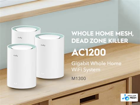 AC1200 Dual Band Whole Home Wi Fi Mesh System Model M1300 3 Pack Cudy