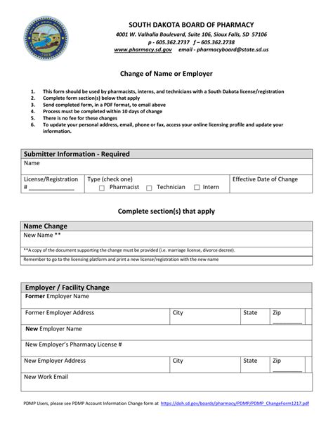 South Dakota Change Of Name Or Employer Fill Out Sign Online And