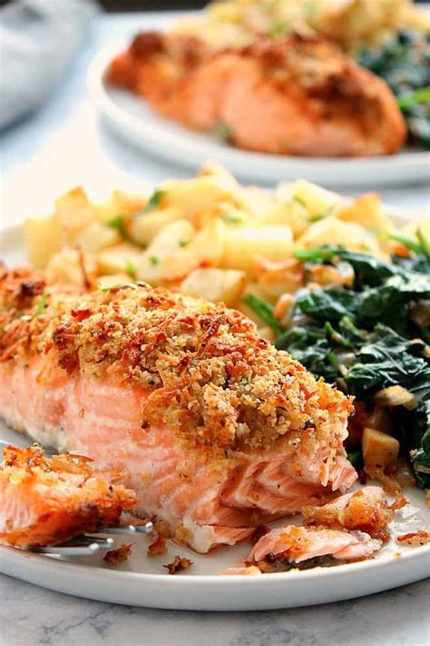 Garlic Parmesan Crusted Salmon Oven And Air Fryer Version Crunchy Creamy Sweet