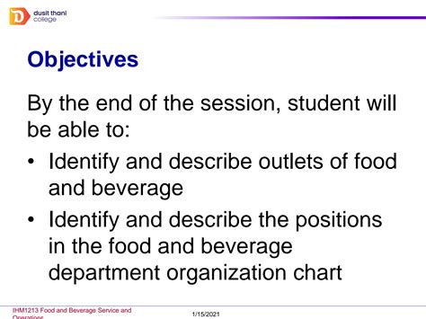 Solution Lesson Food And Beverage Outlets And Organization Chart