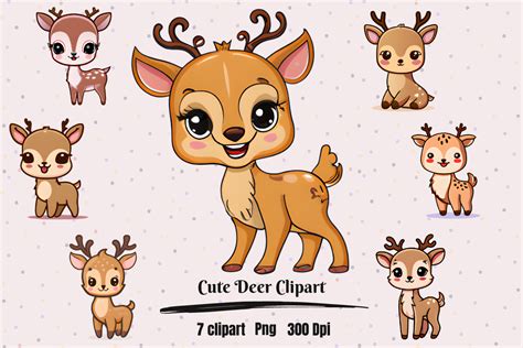 Cute Kawaii Deer Clipart Graphic By Hamees Store Creative Fabrica