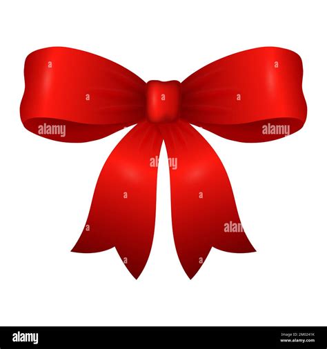 Realistic Satin Red Bow For Holiday Decor Red Ribbon Vector