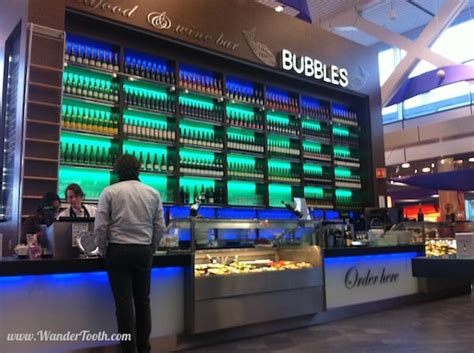 Amsterdam Airport Lounge - Bubbles Wine Bar - WanderTooth Travel Blog