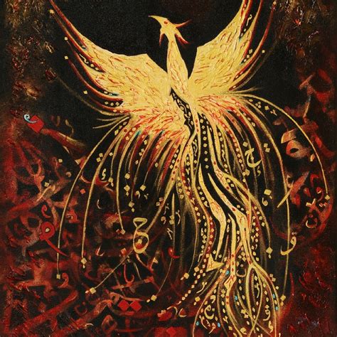 Greek Mythology Phoenix Bird Folk Art Painting Arabic - Etsy