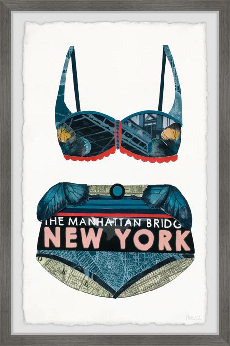 NY Bridge Bikini Framed Painting Print 20x30 Beach Style Prints And Posters By Parvez