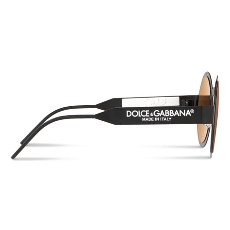 Dolce & Gabbana - Round Sunglasses with DG Logo - Black - Dolce ...