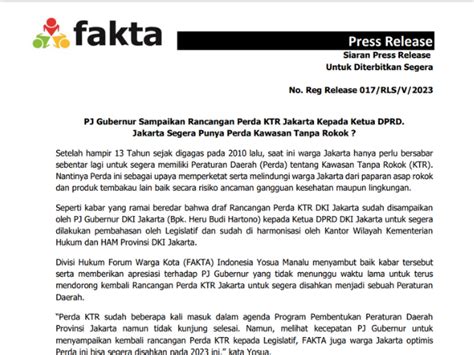 PJ Gubernur Sampaikan Rancangan Perda KTR Jakarta Kepada Ketua DPRD