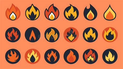 Fire Flames Icon Set Fire Flames Flame Symbols Set Of Colorful Fire