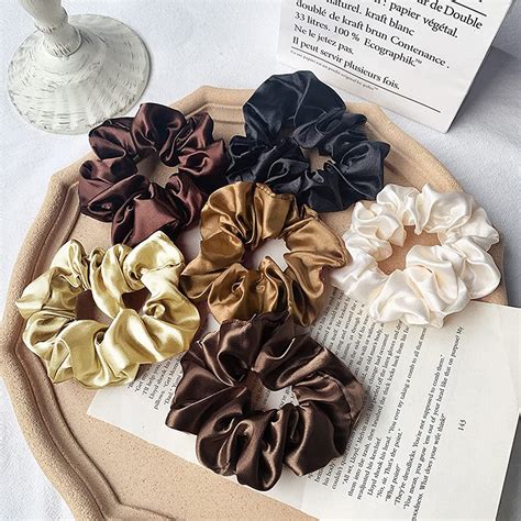 Bodiiwuliu St Ck Seiden Haargummi Satin Scrunchie Set Retro Design