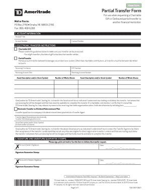 Partial Transfer Form TD Ameritrade Fill And Sign Printable