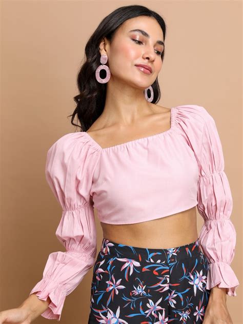 Buy Tokyo Talkies Pink Solid Bardot Top For Women Online At Rs279 Ketch