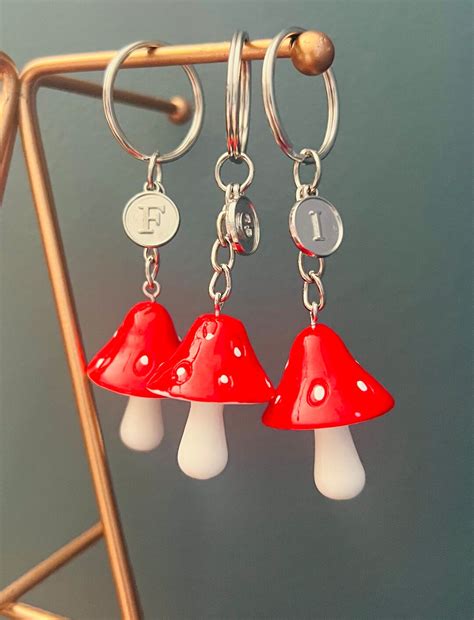 Toadstool Mushroom Keyring Initialled Keyring Toadstool Gift