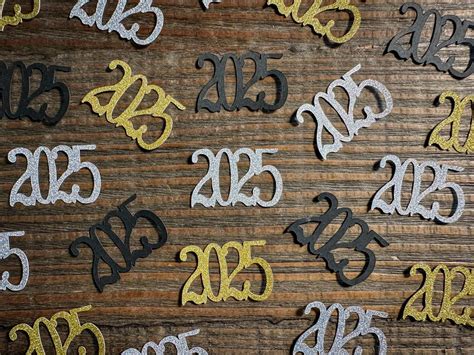 Silver, Gold, and Black 2025 Graduation Party Confetti - Etsy