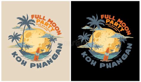 Full Moon Party Koh Phangan Haad Rin Thailand Stock Illustration