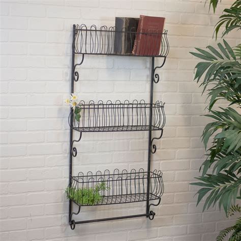 3 Tier Open Metal Wall Shelf Kirklands Metal Wall Shelves Stylish Wall Decor Wooden Wall