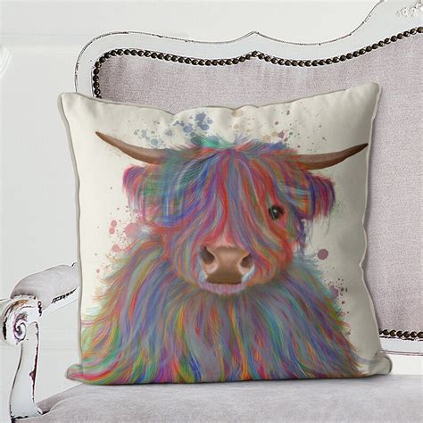 Multicoloured Highland Cow Modern Farmhouse Decor Cow Decor Etsy