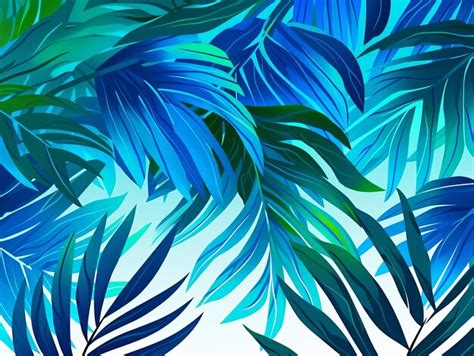 Premium Photo | Illustration Palm branch background in blue