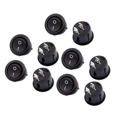 10 Pcs 2 Terminals SPST On Off Round Rocker Switch AC 10A 250V 12A 125V