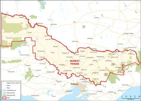 Murray Vic Primary Health Network Phn Map Topographic