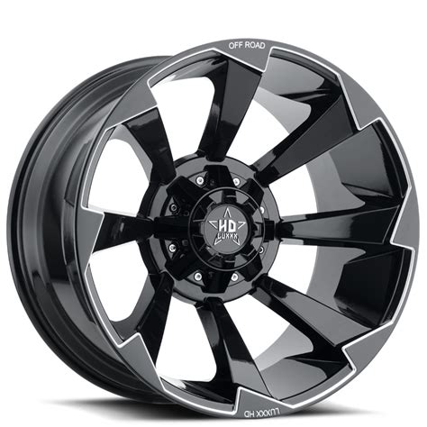 22 Luxxx HD Wheels LHD16 Gloss Black Milled Off Road Rims LUO060 2