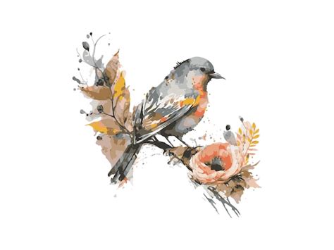 Premium Vector Watercolor Bird And Sparrow Vector Illustration Hand