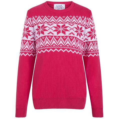 The Nordic Fairisle Womens Eco Christmas Jumper Hot Pink British