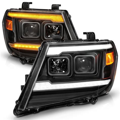 Black Projector Headlights W Switchback LED Bar For 2009 2021 Nissan