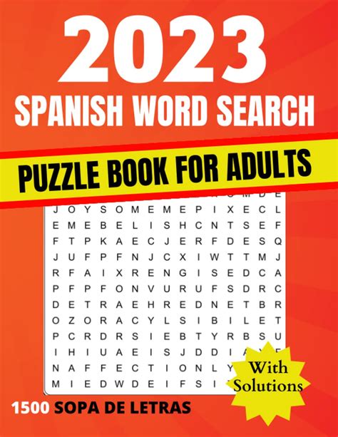 2023 Spanish Word Search Puzzle Book For Adults Large Print Puzzle Book For Adults 1500 Sopa De