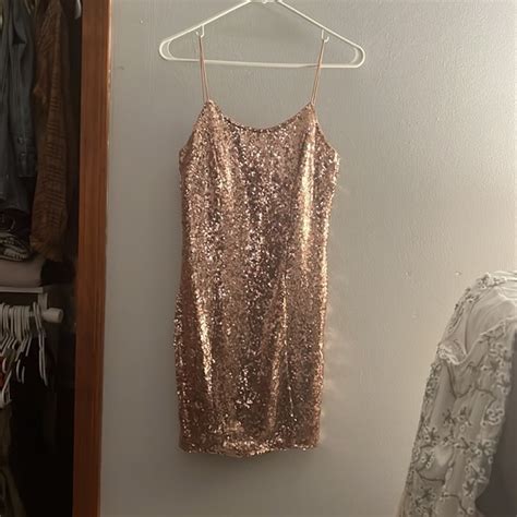 Lulus Dresses Lulus Bring It Rose Gold Sequin Bodycon Mini Dress