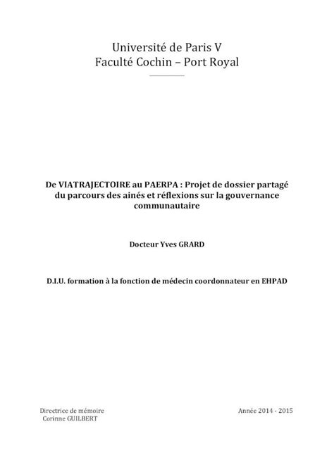 PDF Université de Paris V Faculté Cochin Port Royal EHPADehpad