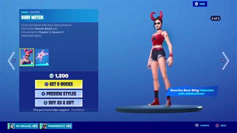 Fortnite New Surf Witch Skin And Starstruck Axe Harvesting Tool Demon Beach Set Showcase