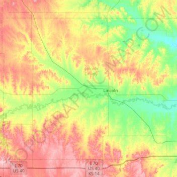 Lincoln County topographic map, elevation, relief
