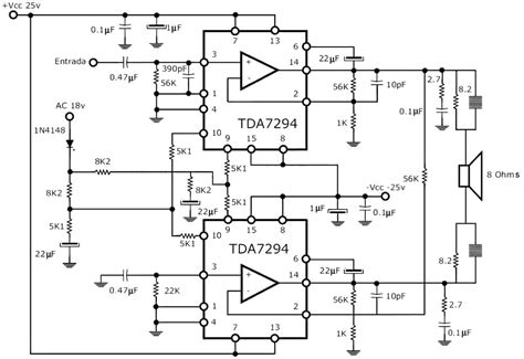 300w Rms Stereo Power Amplifier Tda7294 Schematic Part List Pcb Layout