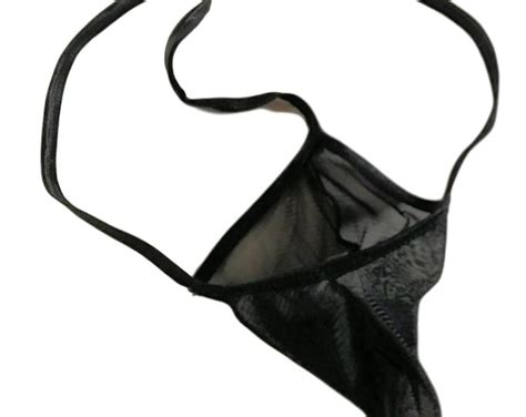 Men S G String Thong Almost Naked Ultra Light Mustang Torpedo Sheer Black Nylon Spa Exotic