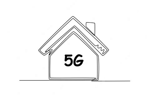 Premium Vector Continuous One Line Drawing Smart Home Using 5g