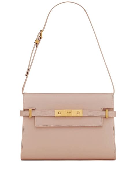 Saint Laurent Manhattan Small Leather Shoulder Bag In Rosy Sand Modesens