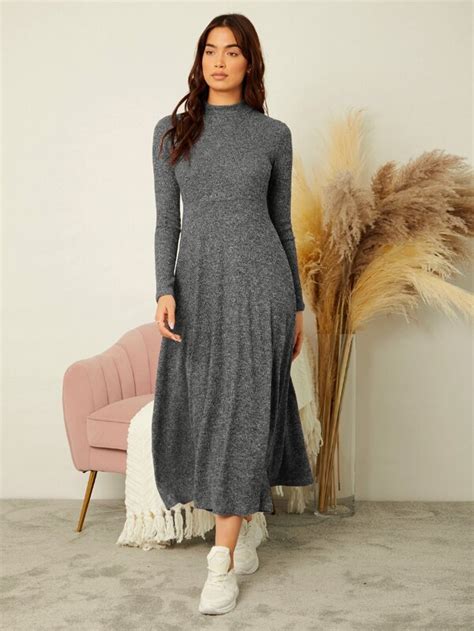 Shein Mulvari Marled Knit Mock Neck Dress Shein Uk